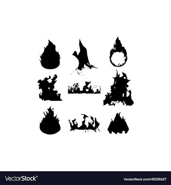fire hot silhouette set creative design
