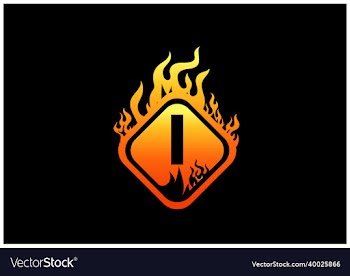 fire i letter logo and icon design template