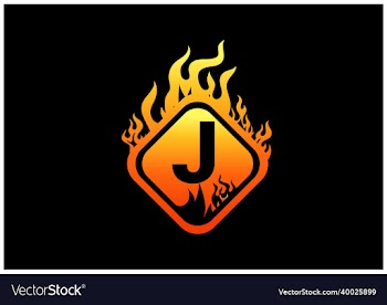 fire j letter logo and icon design template