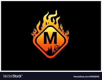 fire m letter logo and icon design template