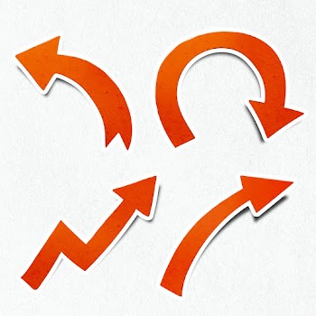 Fire orange arrow sticker with white border icon set | Free  illustration - 2342435