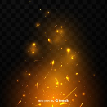 Fire sparks effect on transparent background Free Vector