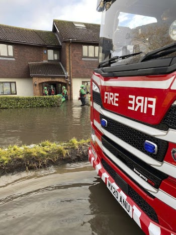 Fire truck in flooded area, | Free Photo - rawpixel