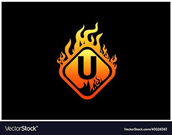 fire u letter logo and icon design template