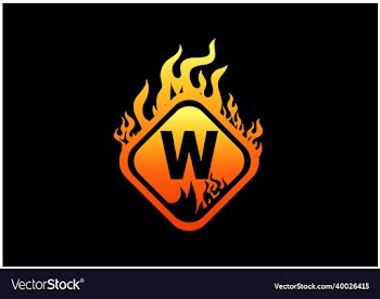 fire w letter logo and icon design template