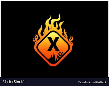 fire x letter logo and icon design template