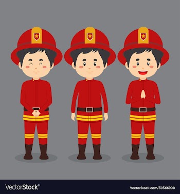 firefighters character with various expression