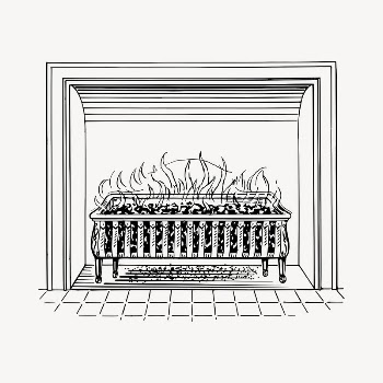 Fireplace clipart, vintage hand drawn | Free Vector - rawpixel