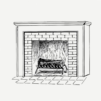 Fireplace drawing, interior vintage illustration | Free PSD - rawpixel