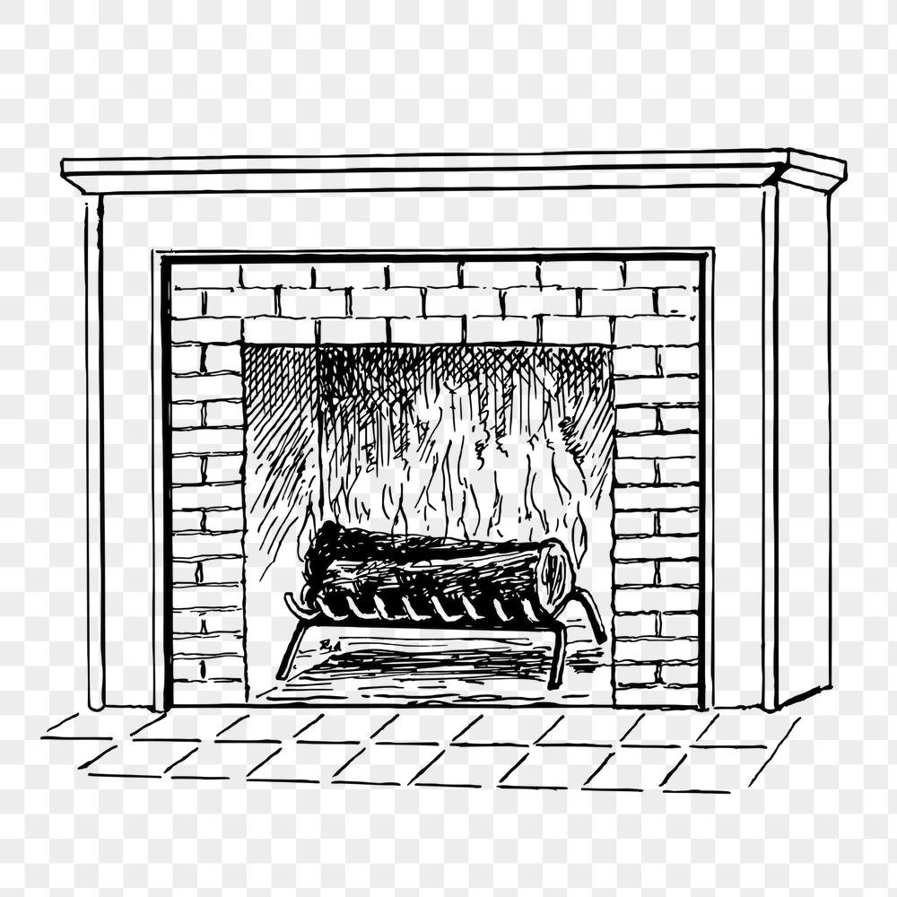 Fireplace png sticker, interior vintage | Free PNG - rawpixel