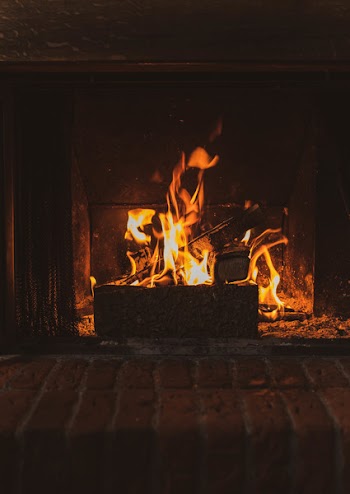 Fireplace With Burning Fire