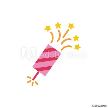 firework rocket with stars flat style icon