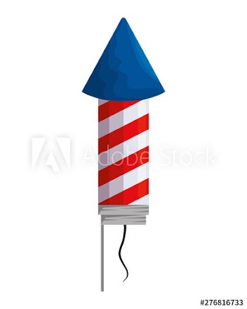 firework rocket with united states of america flag