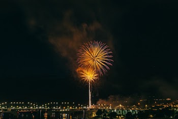 Fireworks display at night 
