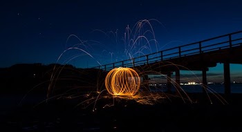 fireworks display near bridge