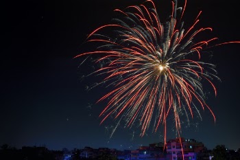 Fireworks Display over Building
