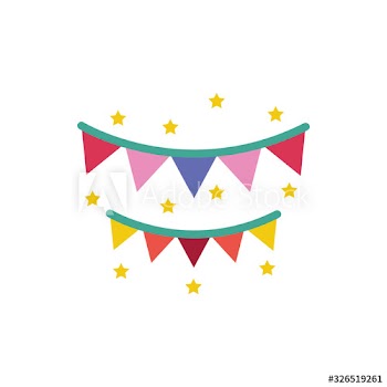 fireworks explosion of stars with party garlands