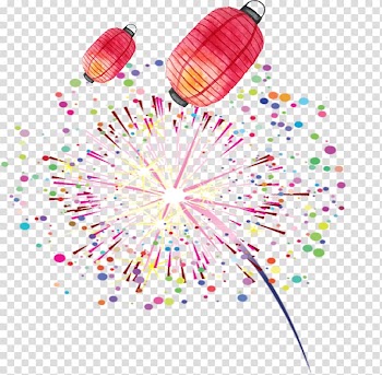 Fireworks, Fireworks and lanterns transparent background PNG clipart