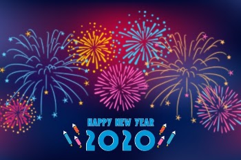 Fireworks new year 2020 background Free Vector