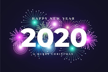 Fireworks new year 2020 background Free Vector