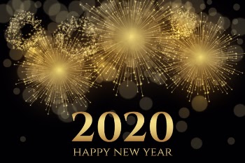 Fireworks new year 2020 Free Vector