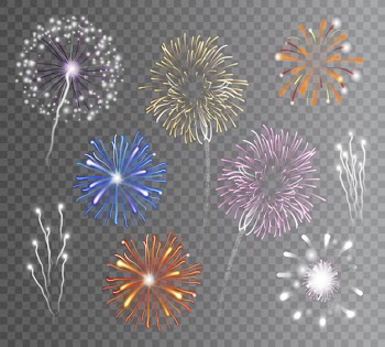 Fireworks set transparent