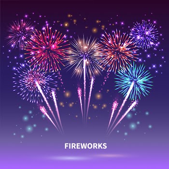 Fireworks show  composition Free Vector