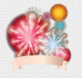 Fireworks with ribbon transparent background PNG clipart