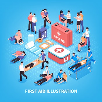 First aid isometric Free Vector
