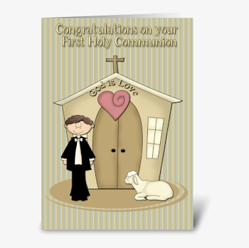 First Communion, Boy, Church, Lamb Greeting Card - Communion ...