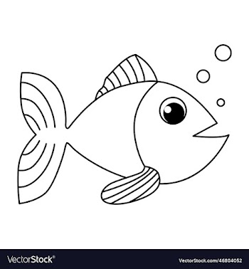 fish cartoon coloring page for kids