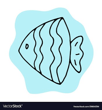 fish doodle line hand drawn