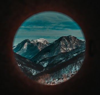 Fish Eye Photography of Rocky Mountain Under Cloudy Sky