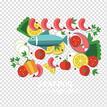 Fish , fish and vegetables transparent background PNG clipart