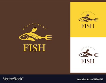 fish food restaurant logo design concept