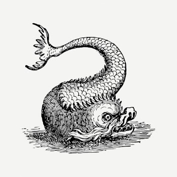 Fish monster drawing, vintage mythical | Free PSD - rawpixel