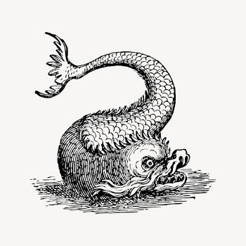 Fish monster drawing, vintage mythical | Free Vector - rawpixel