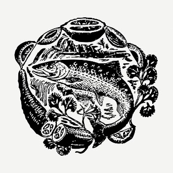 Fish platter drawing, illustration psd. | Free PSD - rawpixel