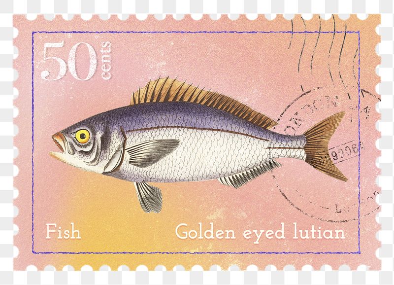 Fish png post stamp sticker, | Free PNG - rawpixel