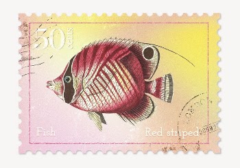 Fish postage stamp, animal collage | Free PSD - rawpixel