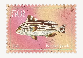 Fish postage stamp, animal collage | Free PSD - rawpixel