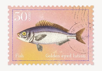 Fish postage stamp, animal collage | Free PSD - rawpixel