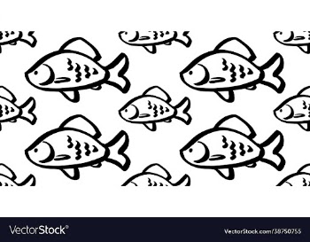 fish seamless pattern black and white