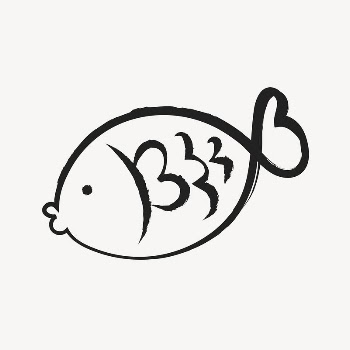Fish sticker, cute doodle in black | Free PSD Illustration - rawpixel