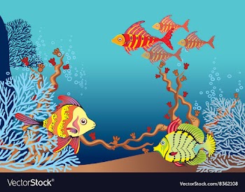 Fish Swimming Amongst Coral vector image