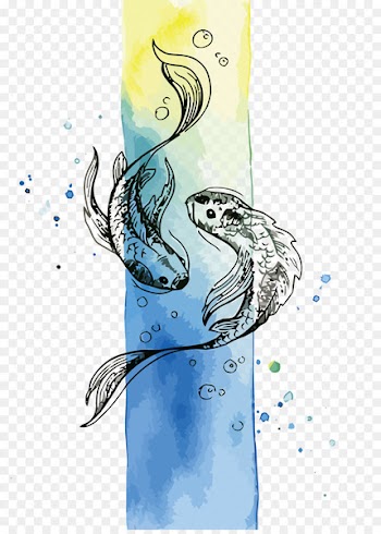 Fish Watercolor painting - Vector Pisces 
