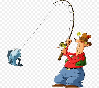 Fisherman Cartoon Fishing Illustration - Fishing red clothes fishing rod material 