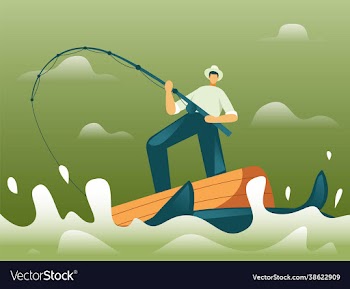 fisherman fishing on boat concept