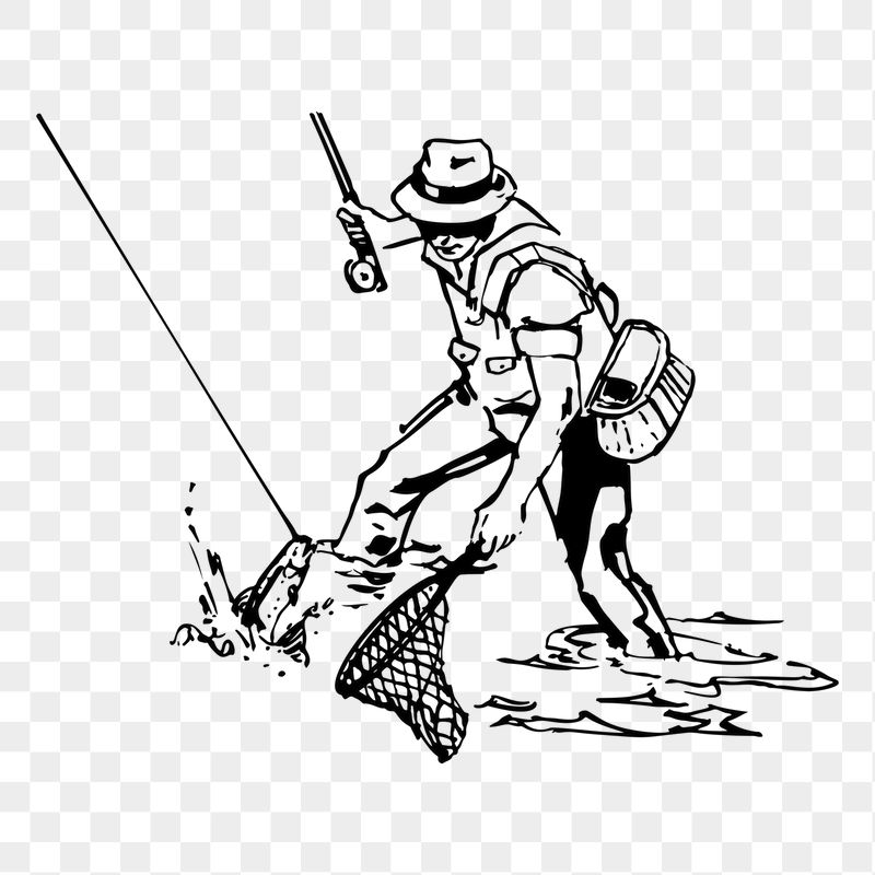Fisherman png sticker illustration, transparent | Free PNG - rawpixel