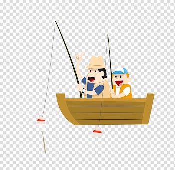 Fishing, colored father and son fishing boat transparent background PNG clipart